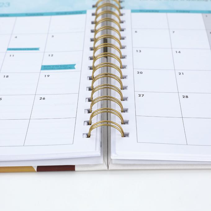Büro 2023-2024 A5 Frauen Goldfolie Spirale wöchentliche monatliche Ziele Tagebuch Tagebuch Notizbuch Agendaplaner 5