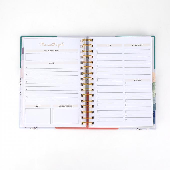 Custom Printed Notebook Planner Nachfüllen A5 täglich Monatlich Planner Hard Cover verschiedene Größen 4