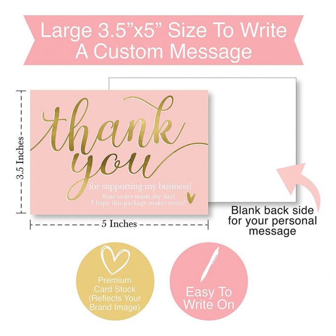 Customized 3,5x5 Zoll Pink Vielen Dank für die Unterstützung der kleinen Visitenkarte Anerkennung 3