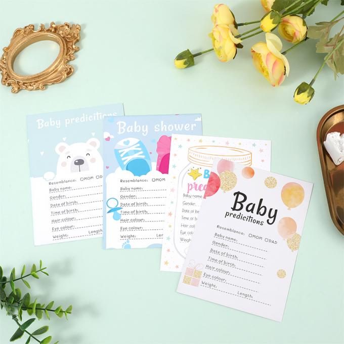 Offsetdruck CMYK Vorhersagen und Ratschläge Karten Custom Baby Dusche Spiel für Eltern 4
