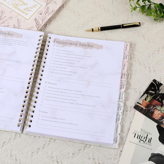 Custom A4 A5 Spirale Tagebuch Papier Notizbücher Tagebuch Tagebuch Hochzeitsplaner für Frauen 9