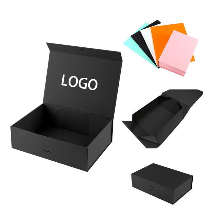 Einzelhandel Standbox Custom Luxus Klappkarton Schwarze Kleidung Verpackung Papier Geschenk Magnetbox mit Logo 6