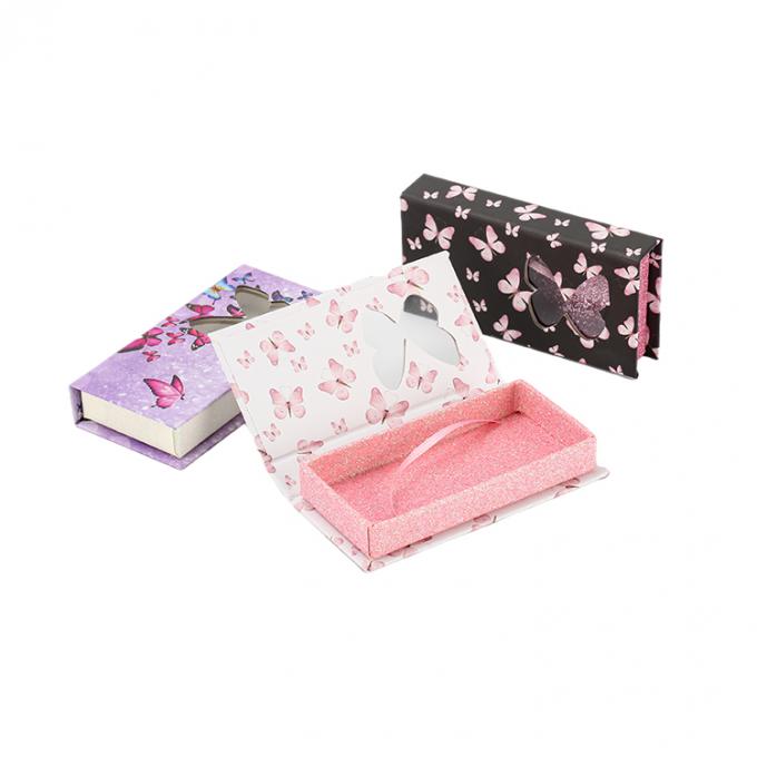 Nicht-toxische leere Falsche Wimpern Kosmetik Papierbox Verpackung mit klarem Fensterdruck 0