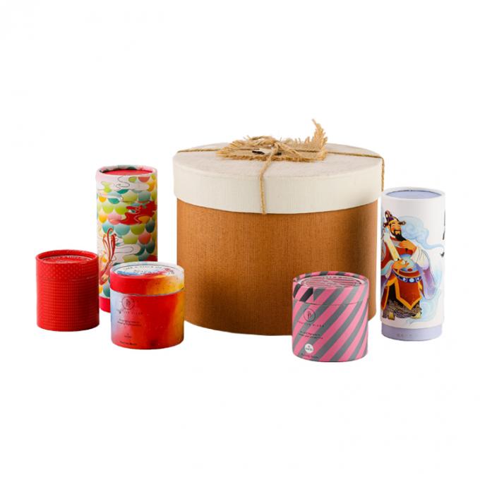 CMYK Custom Logo Kraftpapier Kleidung Schmuck Parfüm Tube Papier Blumenzylinder Geschenkverpackungskiste mit Band 9