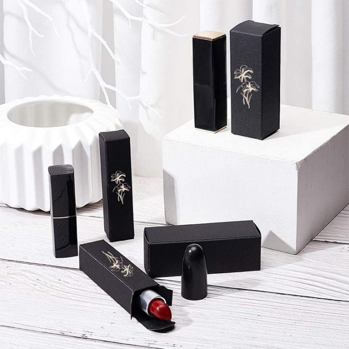 Custom Schwarze Leere Kosmetik Lippenstift Lippenstift Verpackungspapierboxen für Lippenstiftrohr 5