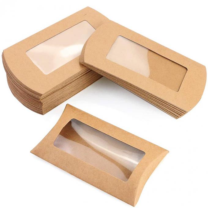 Durchsichtige Fenster-Cookie-Kissenbox Verpackung mit individuellem Design und schwerem Kraftpapier 0