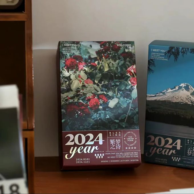Auf maßgeschneiderte Weise gedruckte Adventskalender Schreibtischkalender mit abgerissenen Landschaftsmalereien 1