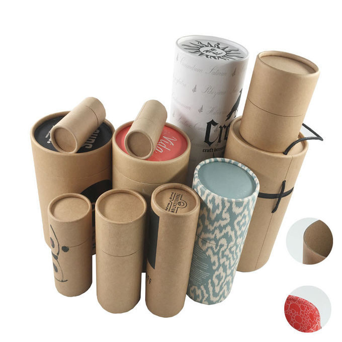 Biologisch abbaubarer Zylinder, der ringsum Papierkarton-Kasten, Pappröhre mit Deckel verpackt